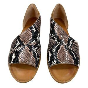 1. State "Celven" Snakeskin Print Leather Open Toe Slide Sandals Size 6.5
